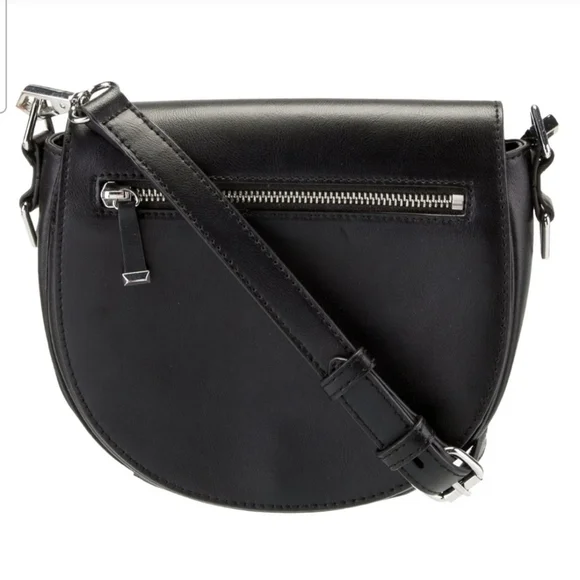 Rebecca Minkoff Black Leather Crossbody Bag with Silver Hardware - Picture 1 of 6